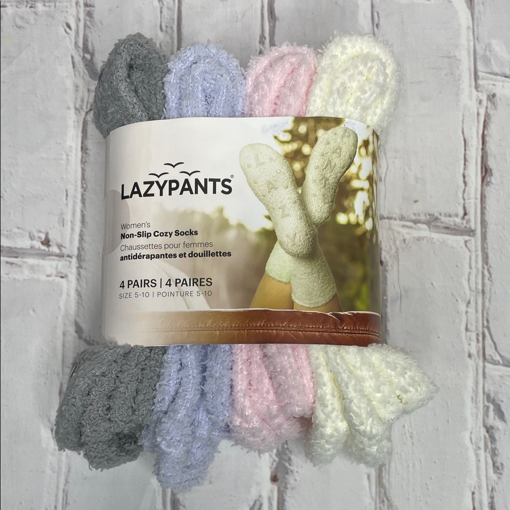 Lazypants Women's Non-Slip Cozy Socks - 4 Pairs